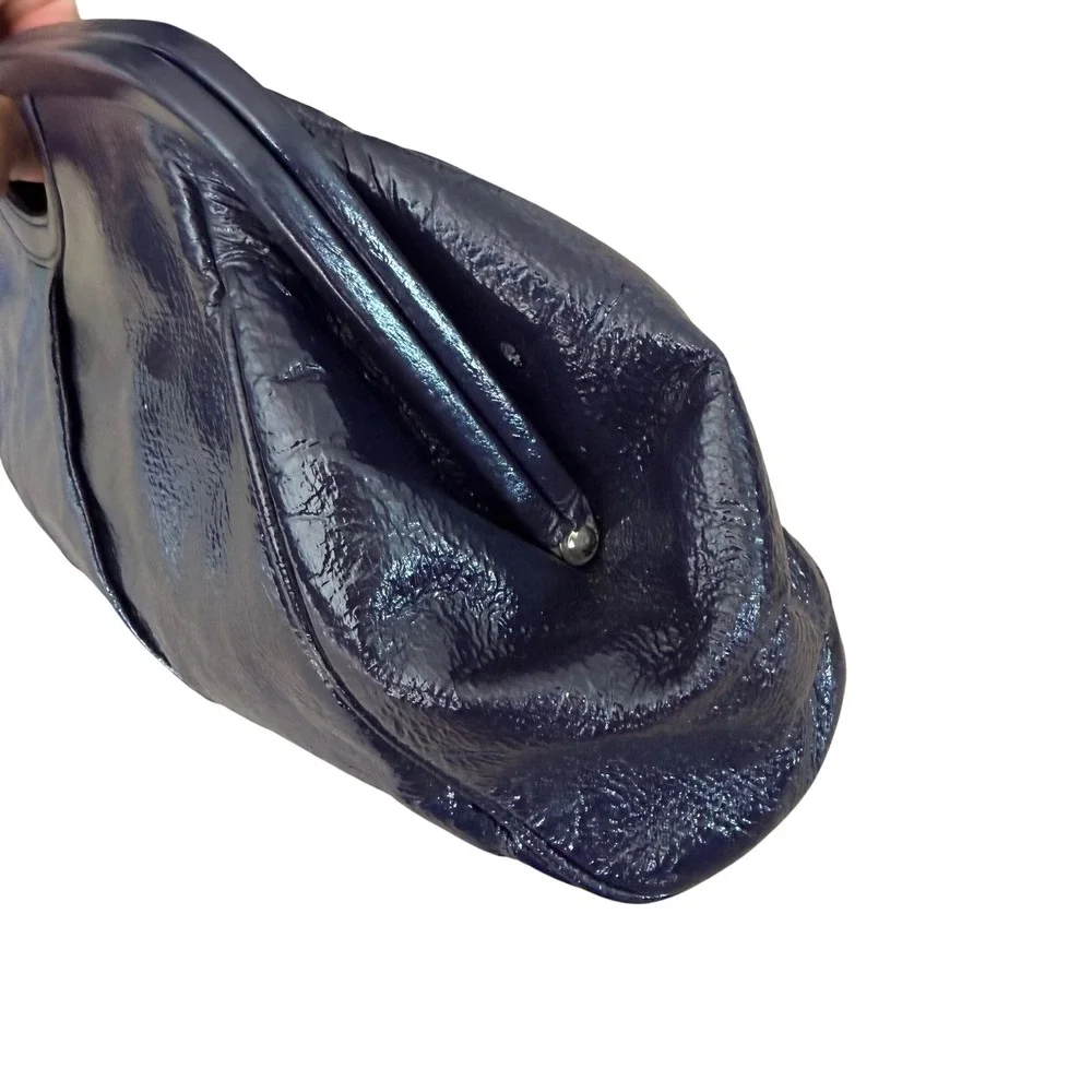Elliott Lucca Black Patent Leather Frame Clutch